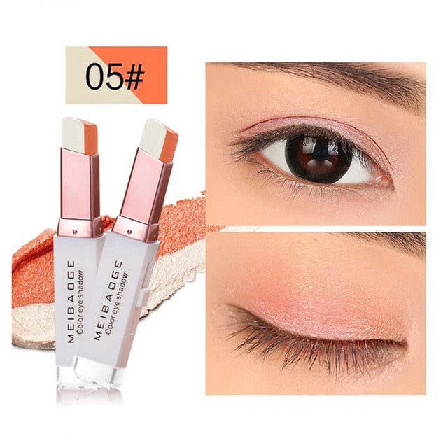 Double Color Glitter Eye shadow Stick Waterproof Bicolor