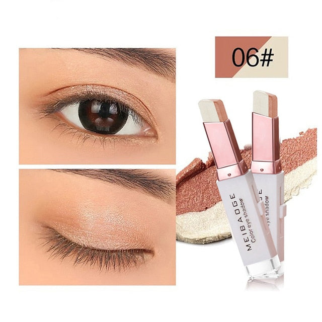 Double Color Glitter Eye shadow Stick Waterproof Bicolor