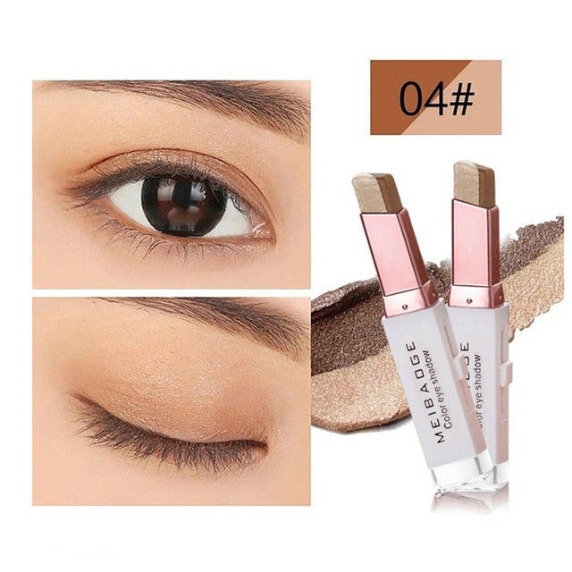 Double Color Glitter Eye shadow Stick Waterproof Bicolor