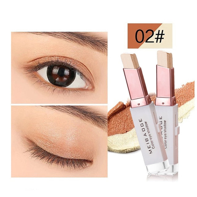 Double Color Glitter Eye shadow Stick Waterproof Bicolor