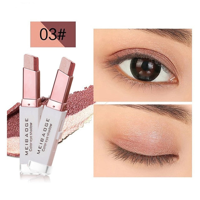 Double Color Glitter Eye shadow Stick Waterproof Bicolor