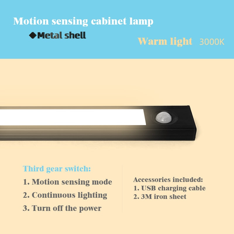 Motion Sensor Light Wireless LED USB Rechargeable