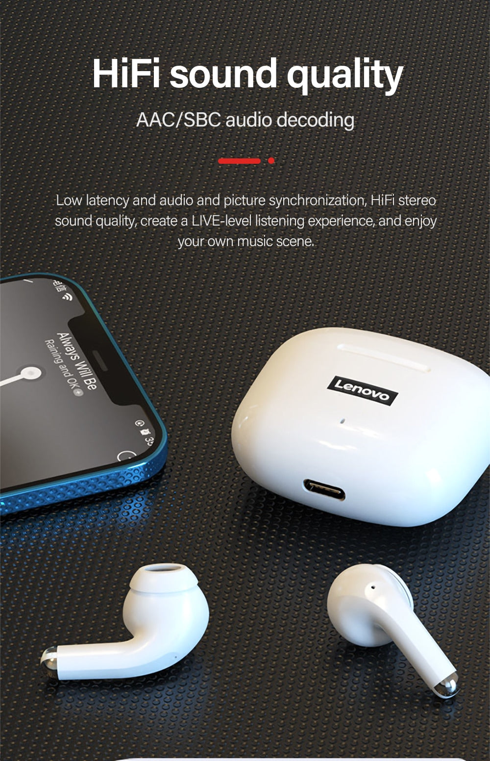 Lenovo LP40 Pro Earphone Bluetooth 5.1 Wireless Headphones Waterproof